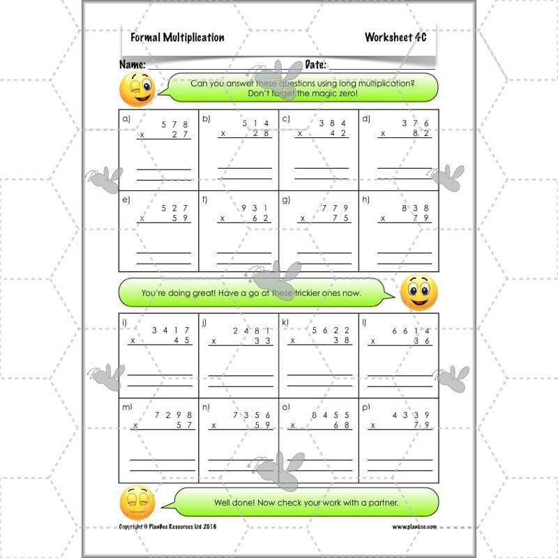 PlanBee Formal Multiplication - Multiplication & Division Year 5 Maths