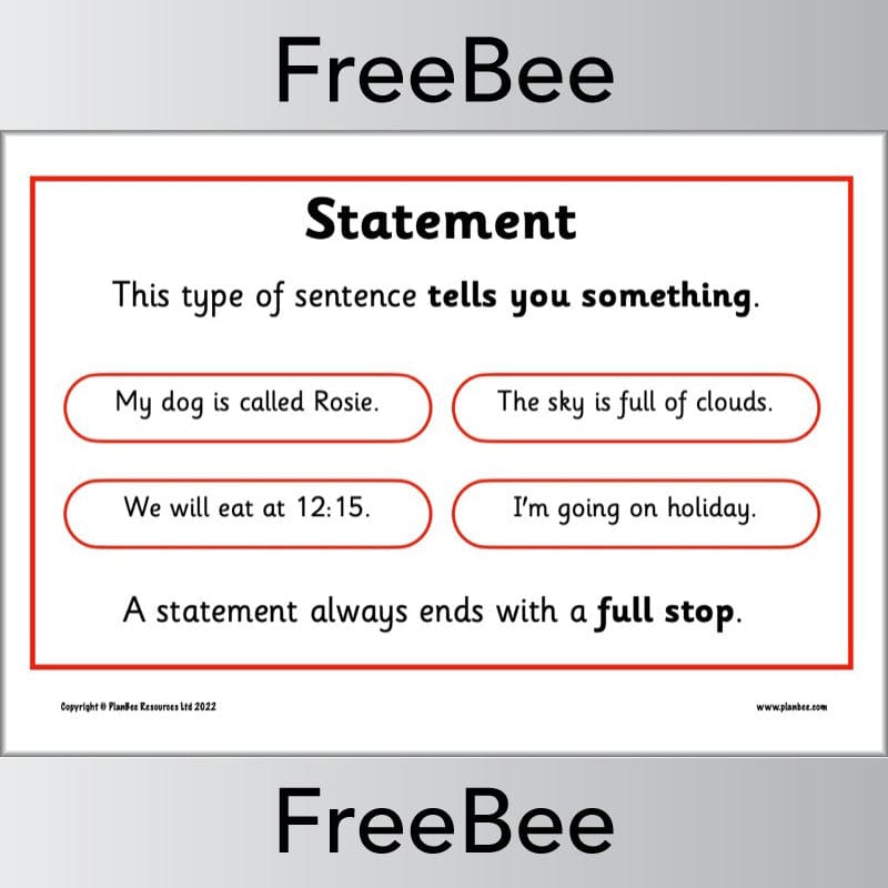 PlanBee FREE Four Types of Sentences Posters by PlanBee