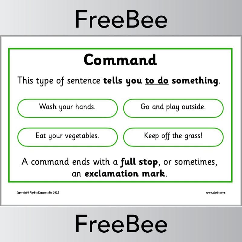 PlanBee FREE Four Types of Sentences Posters by PlanBee
