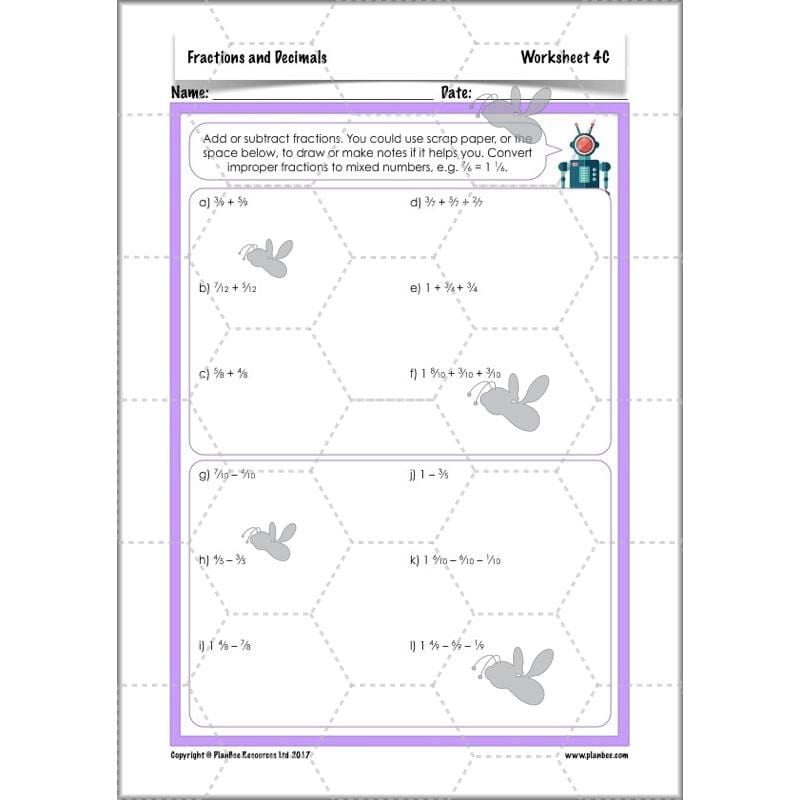 PlanBee Fractions and Decimals: Primary Year 4 Maths Lesson Plans | KS2