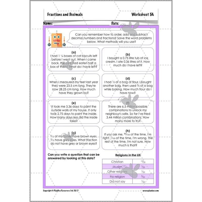 PlanBee Fractions and Decimals: Primary Year 4 Maths Lesson Plans | KS2