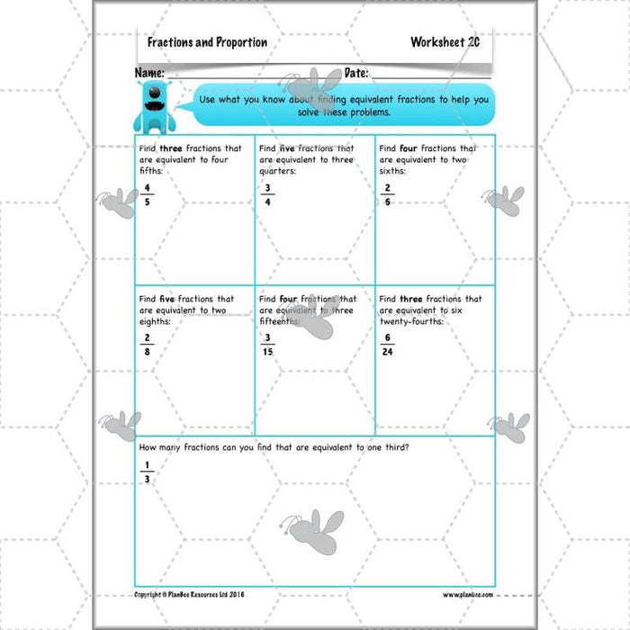 PlanBee Fractions & Proportion - Maths Planning and Resources for Year 5