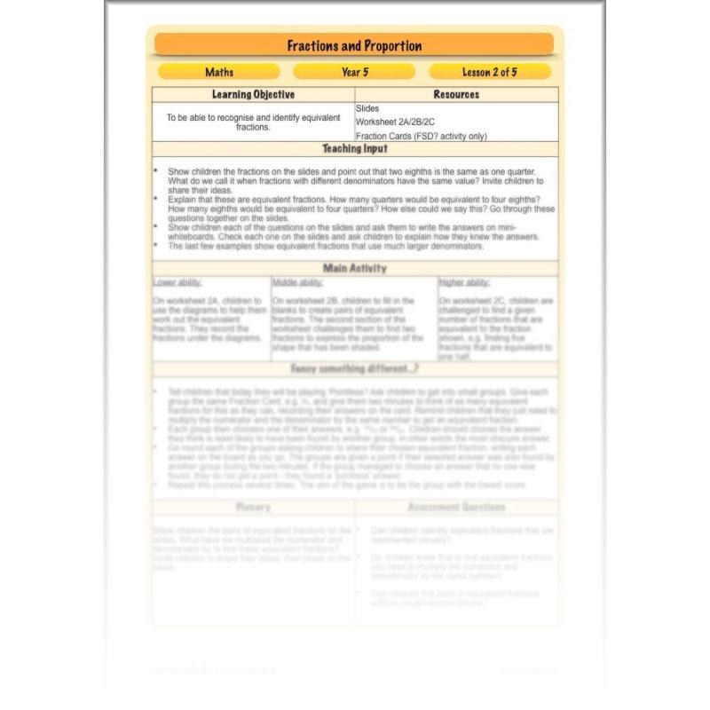PlanBee Fractions & Proportion - Maths Planning and Resources for Year 5