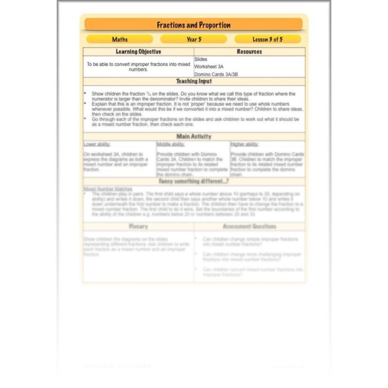PlanBee Fractions & Proportion - Maths Planning and Resources for Year 5