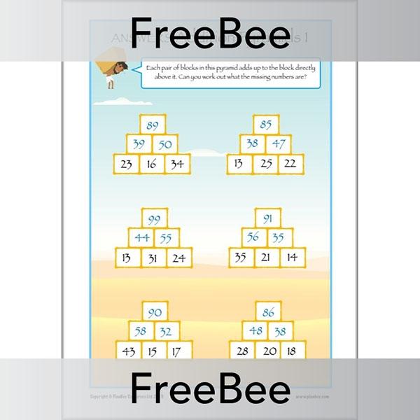 Free Addition Pyramids Worksheets by PlanBee