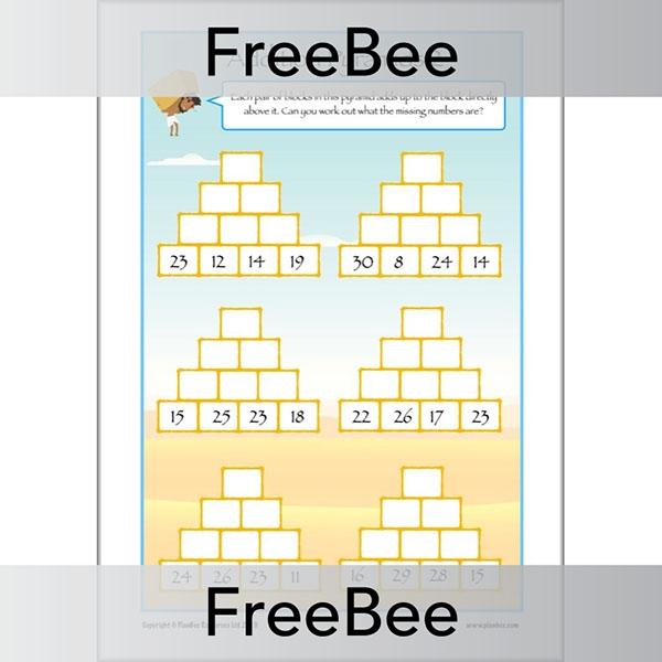 Free Addition Pyramids Worksheets by PlanBee