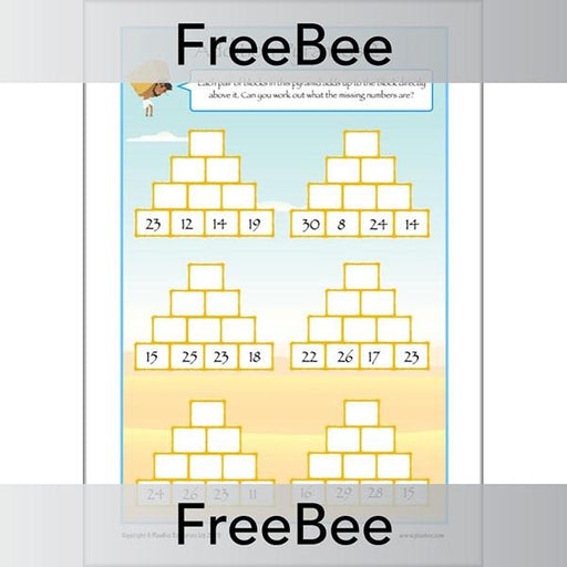 Free Addition Pyramids Worksheets by PlanBee