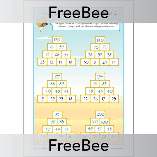 Free Addition Pyramids Worksheets by PlanBee