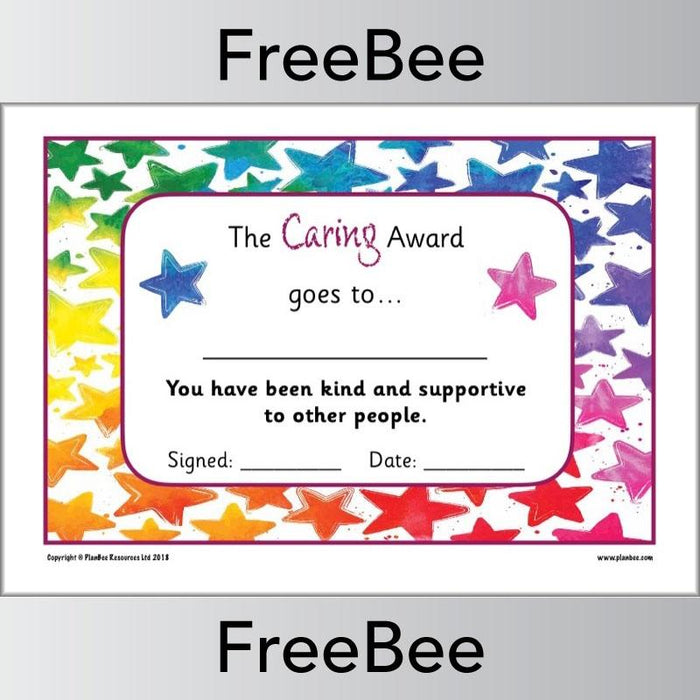 Free Caring Character Trait Certificates by PlanBee