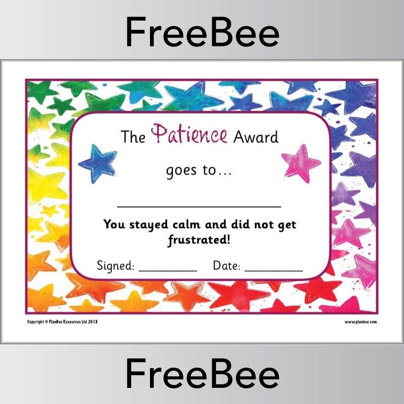 Free Patience Character Trait Certificates by PlanBee