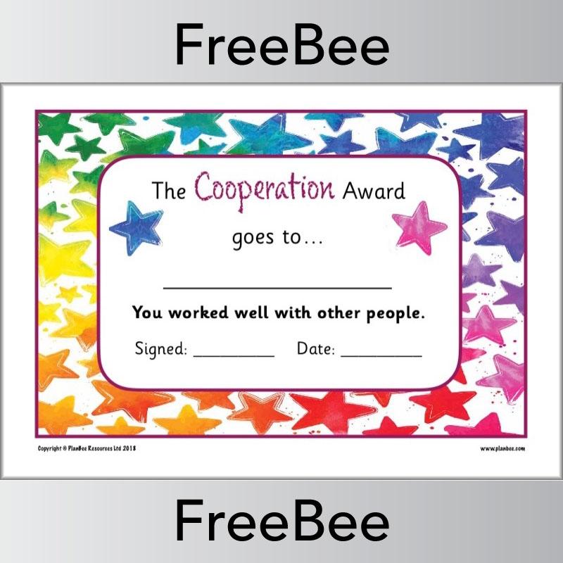 Free Cooperation Character Trait Certificates by PlanBee
