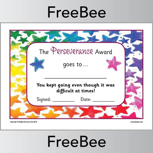 Free Perseverance Character Trait Certificates by PlanBee