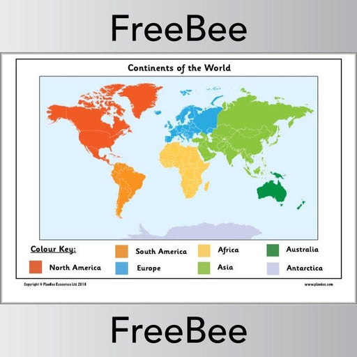 PlanBee Free continents of the world map for KS1 by PlanBee
