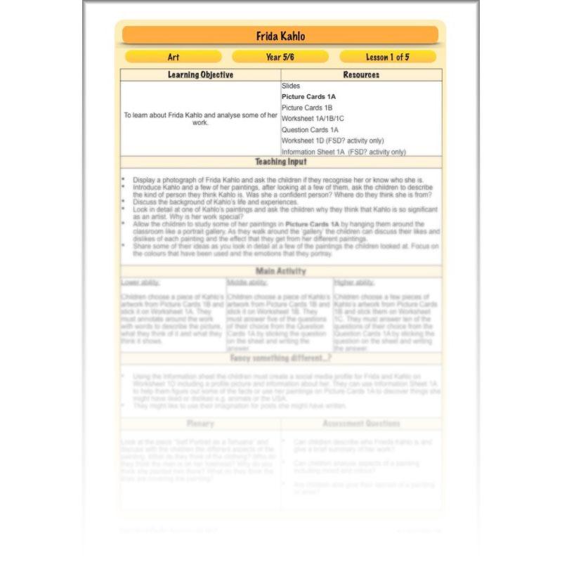 PlanBee KS2 Frida Kahlo for Kids Art Lesson Pack by PlanBee