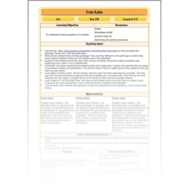 PlanBee KS2 Frida Kahlo for Kids Art Lesson Pack by PlanBee