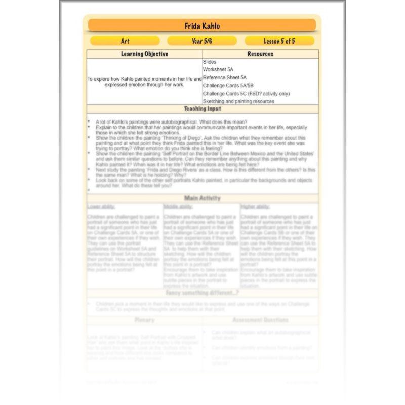 PlanBee KS2 Frida Kahlo for Kids Art Lesson Pack by PlanBee