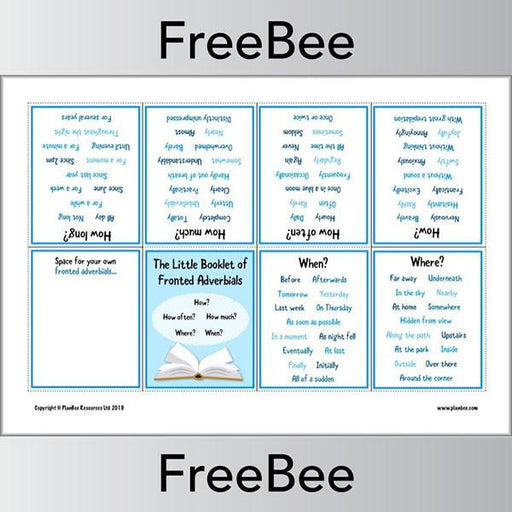 PlanBee FREE Fronted Adverbials KS2 Booklet by PlanBee
