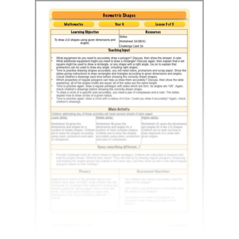 PlanBee Geometric Shapes Year 6 Maths Lessons by PlanBee
