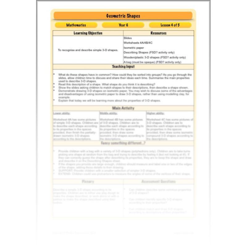 PlanBee Geometric Shapes Year 6 Maths Lessons by PlanBee