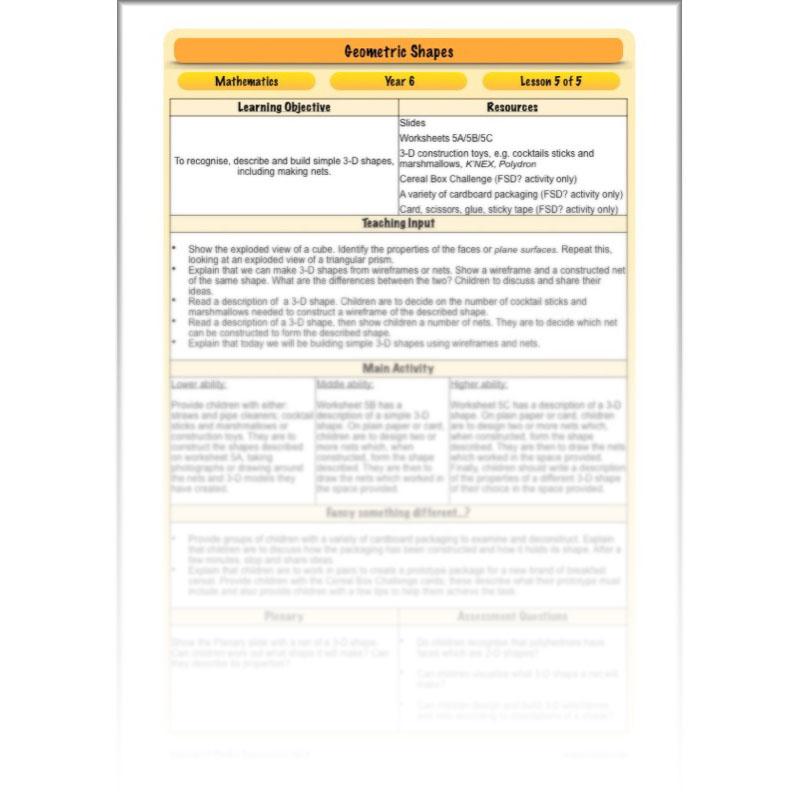 PlanBee Geometric Shapes Year 6 Maths Lessons by PlanBee