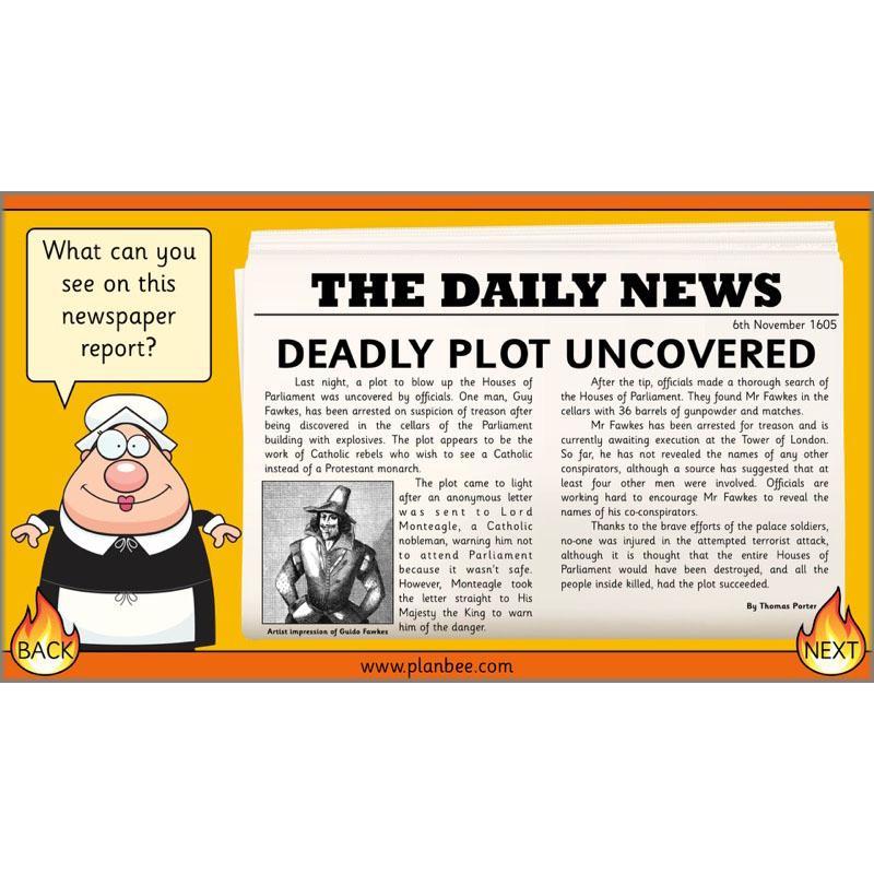 PlanBee Great Fire of London Newspaper Reports KS1 English Plans