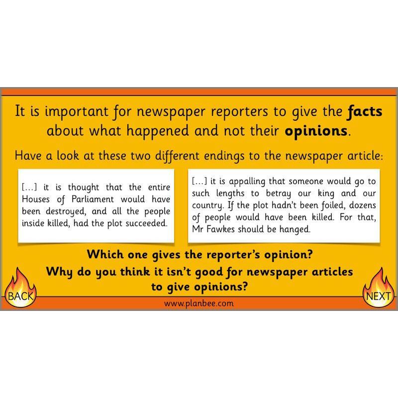 PlanBee Great Fire of London Newspaper Reports KS1 English Plans