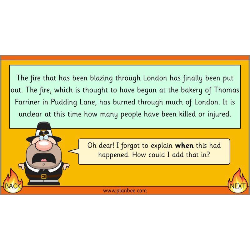 PlanBee Great Fire of London Newspaper Reports KS1 English Plans