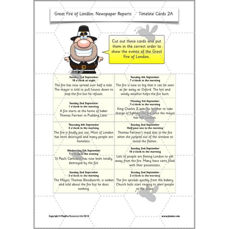 PlanBee Great Fire of London Newspaper Reports KS1 English Plans