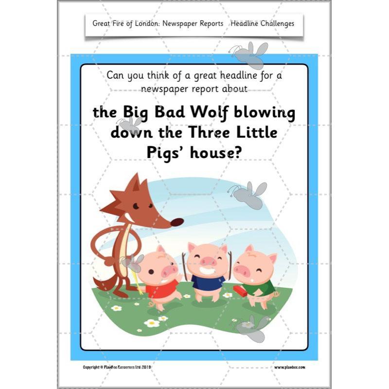 PlanBee Great Fire of London Newspaper Reports KS1 English Plans