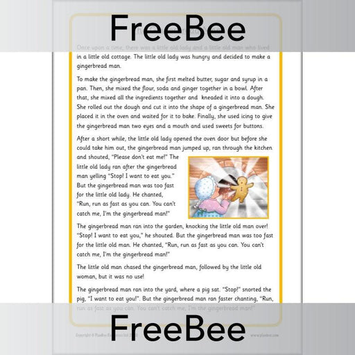 PlanBee The Gingerbread Man Story Printable by PlanBee