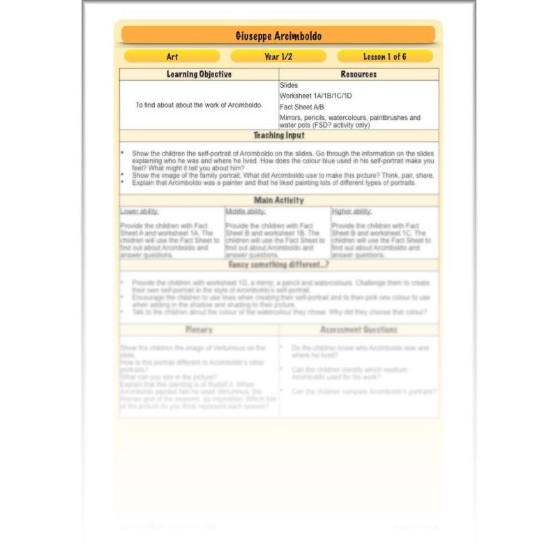 PlanBee Giuseppe Arcimboldo KS1 Art Lessons by PlanBee