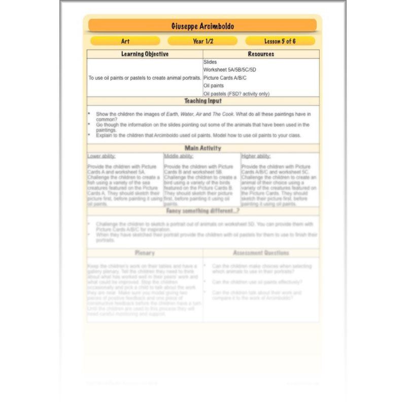 PlanBee Giuseppe Arcimboldo KS1 Art Lessons by PlanBee