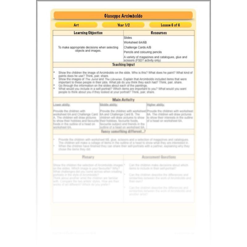 PlanBee Giuseppe Arcimboldo KS1 Art Lessons by PlanBee