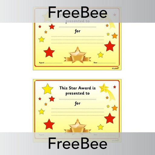 gold star certificate template