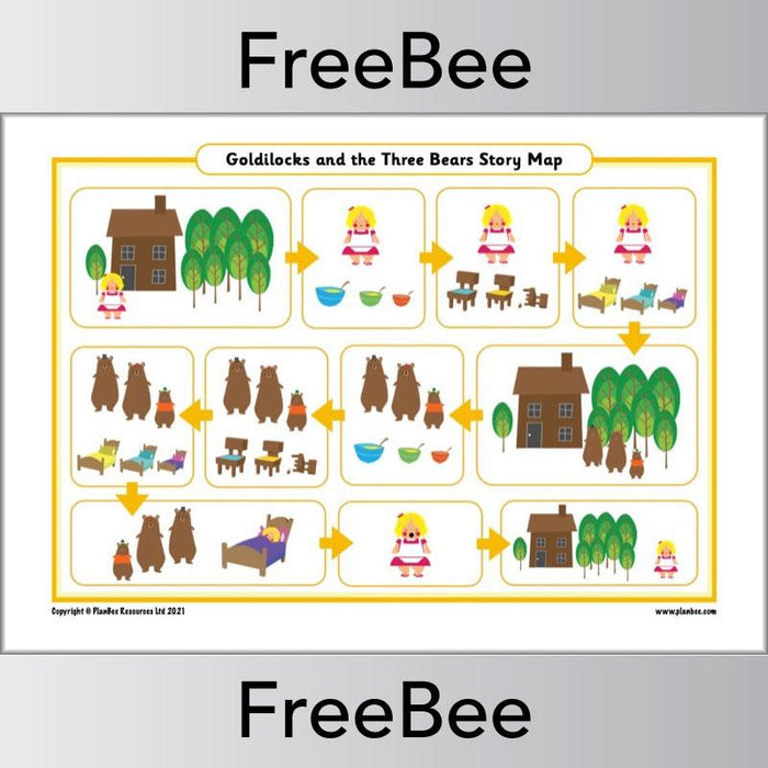 PlanBee FREE Goldilocks and the Three Bears Story Map by PlanBee