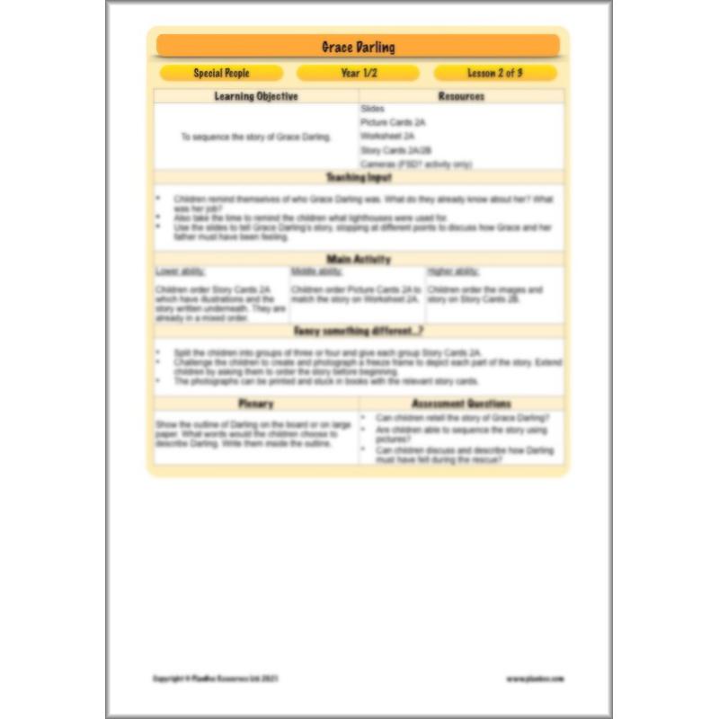 PlanBee Grace Darling KS1 Lesson Planning and Resources by PlanBee