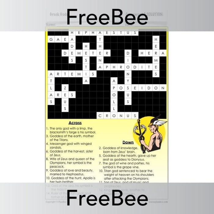 PlanBee Greek Gods Crossword | PlanBee FreeBees