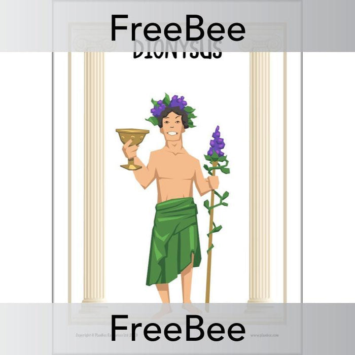Free Ancient Greek Gods Dionysus Poster by PlanBee