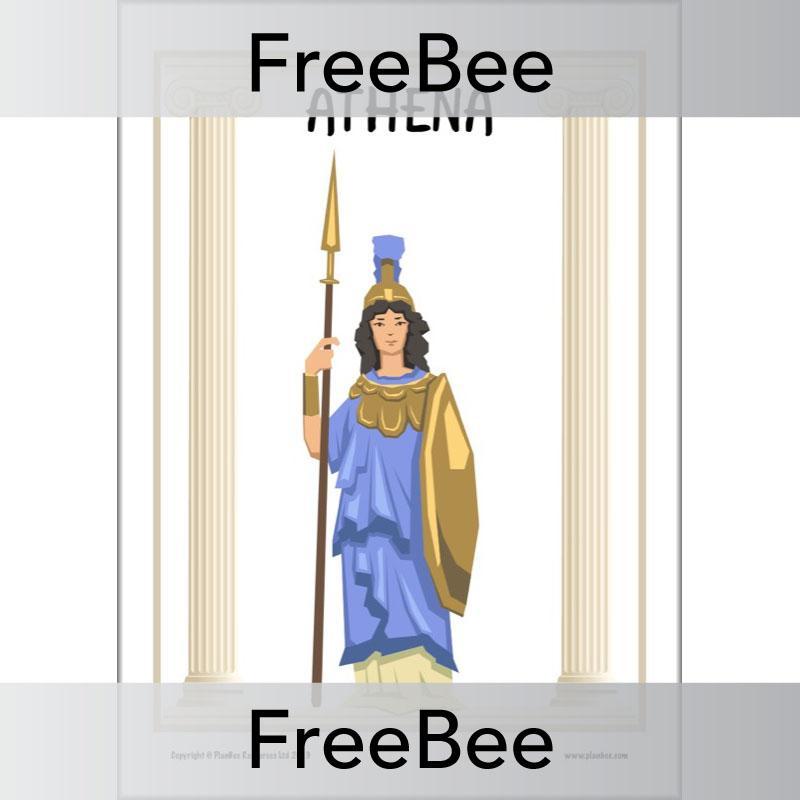 Free Ancient Greek Gods Athena Poster by PlanBee