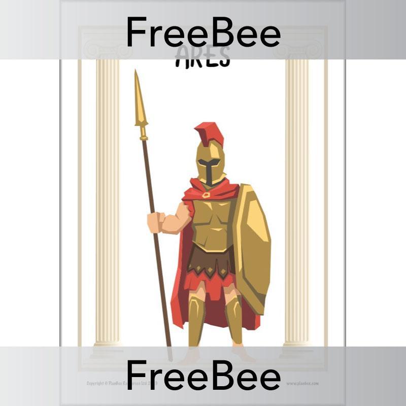 Free Ancient Greek Gods Ares Poster by PlanBee