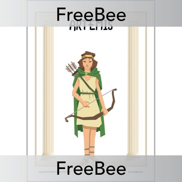 Free Ancient Greek Gods Artemis Poster by PlanBee