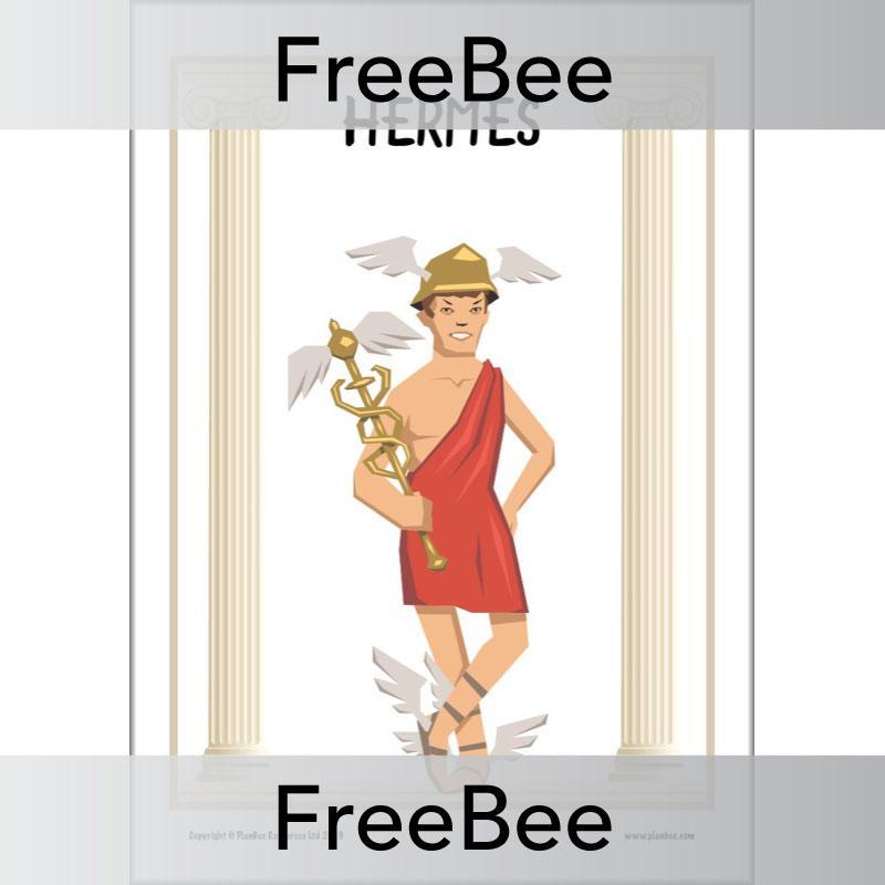 Free Ancient Greek Gods Hermes Poster by PlanBee