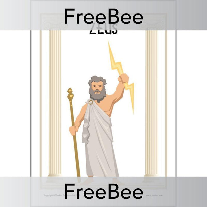 Free Ancient Greek Gods Zeus Poster by PlanBee