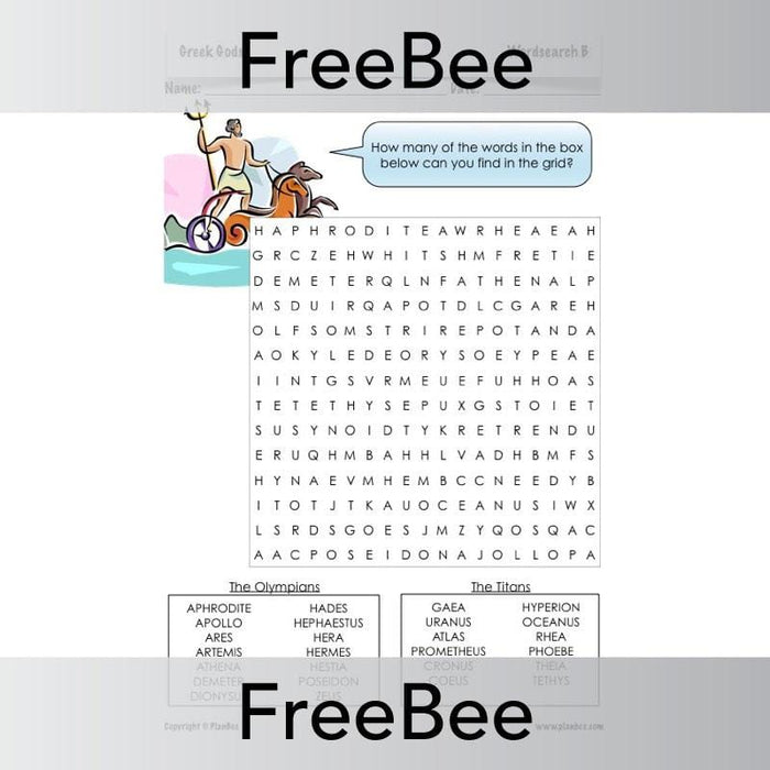 Greek Gods and Goddesses Word Search for KS2 Kids | PlanBee