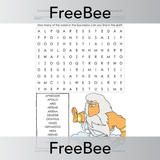 Greek Gods and Goddesses Word Search for KS2 Kids | PlanBee