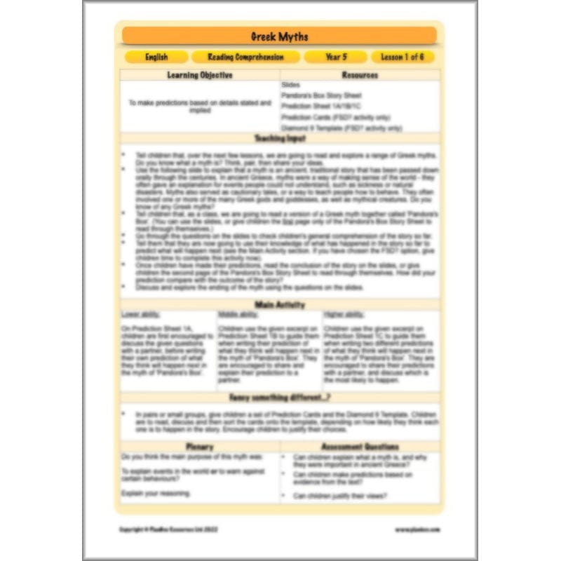 PlanBee Greek Myths KS2 English Lessons | Year 5 | PlanBee