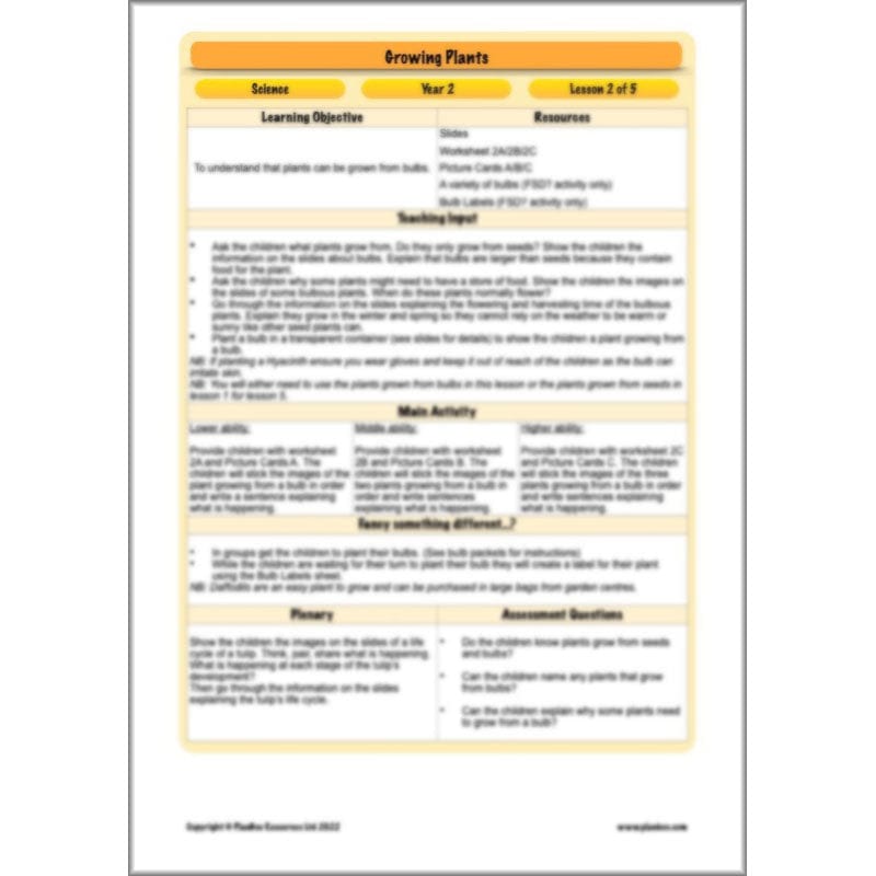 PlanBee Growing Plants KS1 Plants Year 2 Science Resources | PlanBee