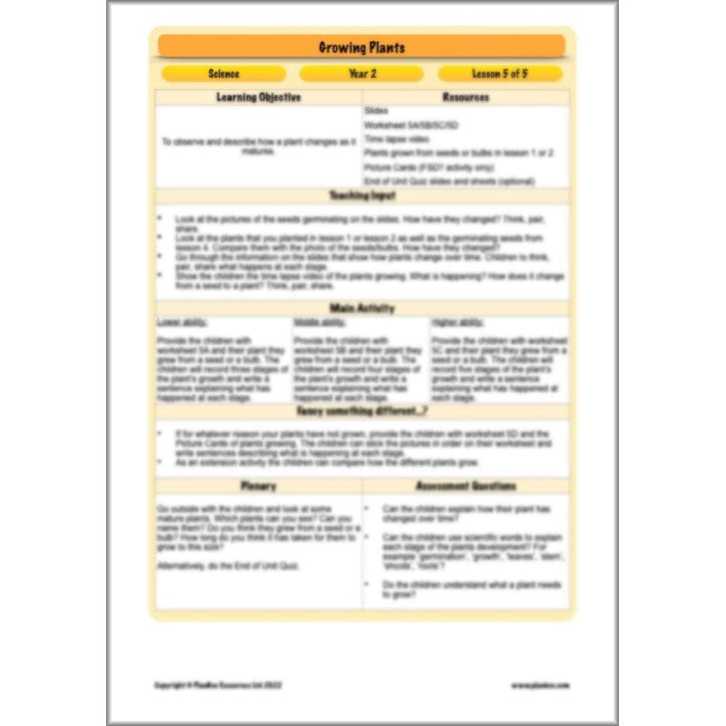 PlanBee Growing Plants KS1 Plants Year 2 Science Resources | PlanBee