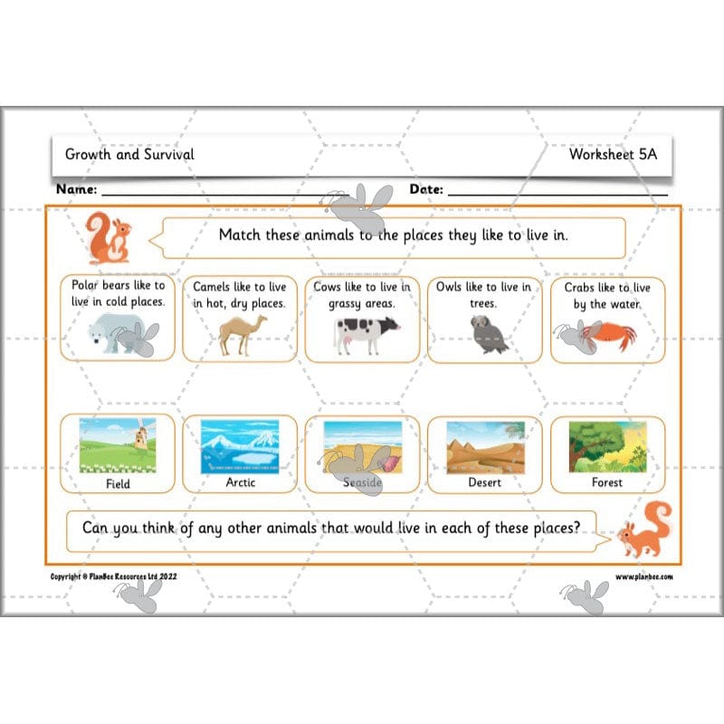 PlanBee Growth and Survival: Animals including Humans Year 2 Science