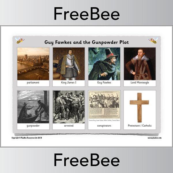 FREE Downloadable Guy Fawkes Word Mat by PlanBee